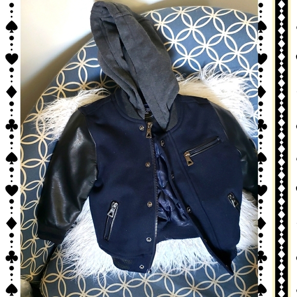 Boys bomber jacket coat 3t blue grey black